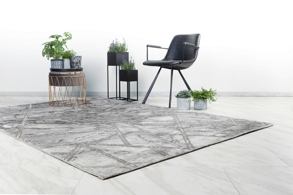 FLACHWEBETEPPICH 120/170 cm Silberfarben  - Silberfarben, Basics, Textil (120/170cm) - Kayoom