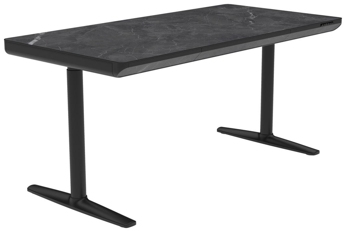 SCHREIBTISCH 160/80/73/118 cm  in Schwarz, Dunkelgrau  - Dunkelgrau/Schwarz, Design, Holzwerkstoff/Kunststoff (160/80/73/118cm) - Novel