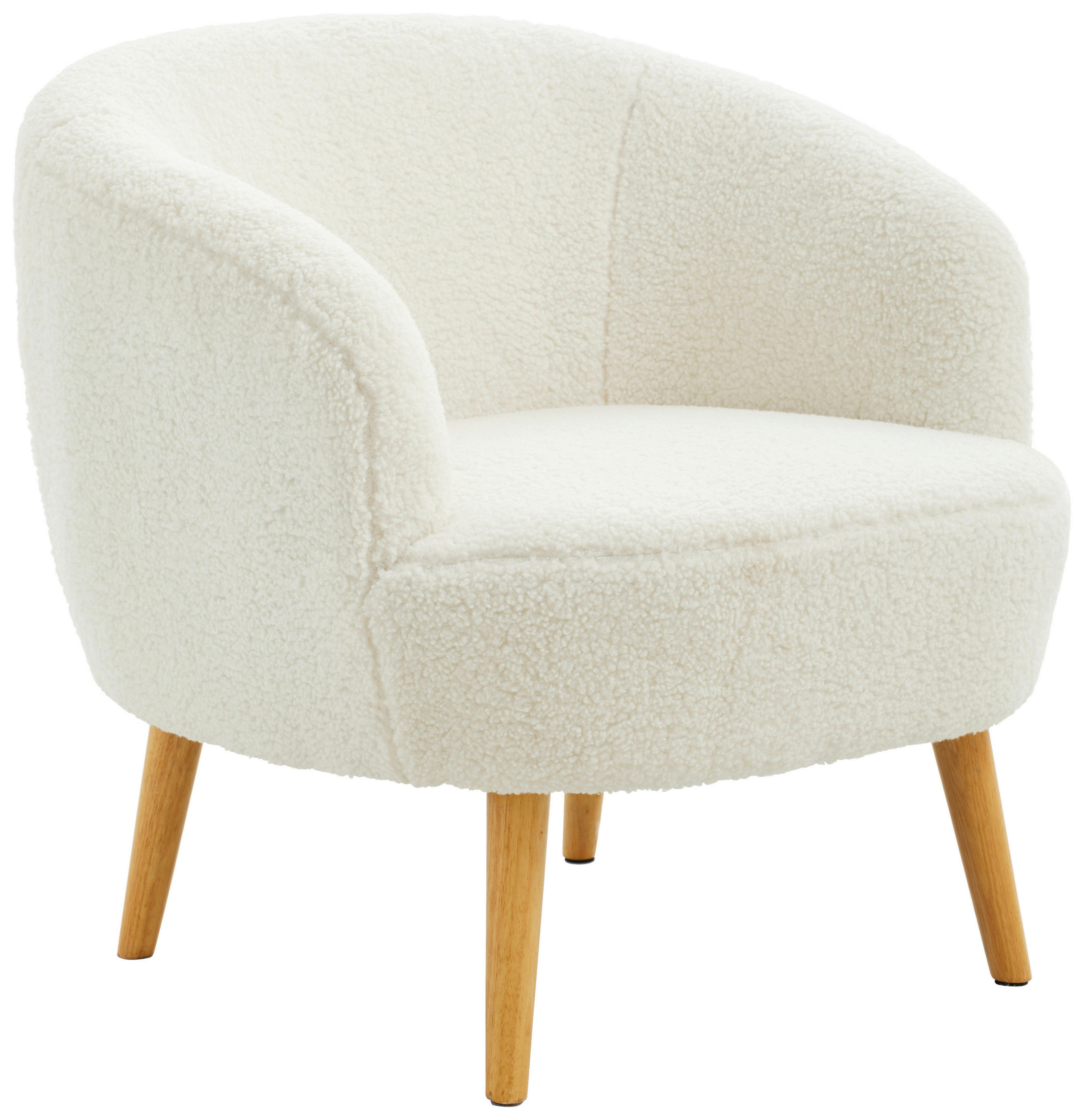 SESSEL Bouclé, Teddystoff Naturfarben, Weiß    - Weiß/Naturfarben, MODERN, Holz/Textil (74/71/72cm) - Livetastic