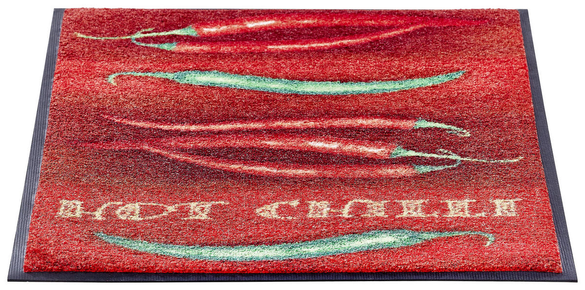 KÜCHENTEPPICH 75/120 cm Hot Chilli Grün, Rot  - Rot/Grün, KONVENTIONELL, Kunststoff/Textil (75/120cm) - wash+dry