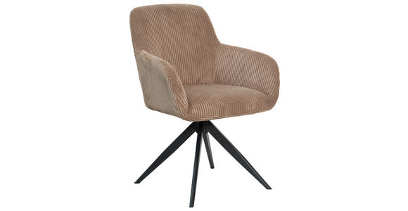 ARMLEHNSTUHL in Eisen Cord - Taupe/Schwarz, Design, Textil/Metall (60,5/82,5/62,5cm) - Novel