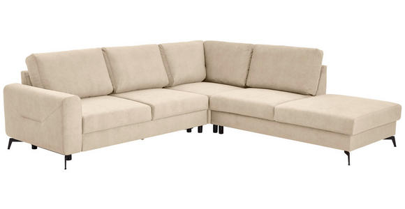 ECKSOFA Beige Chenille - Beige/Schwarz, KONVENTIONELL, Textil/Metall (275/257cm) - Carryhome