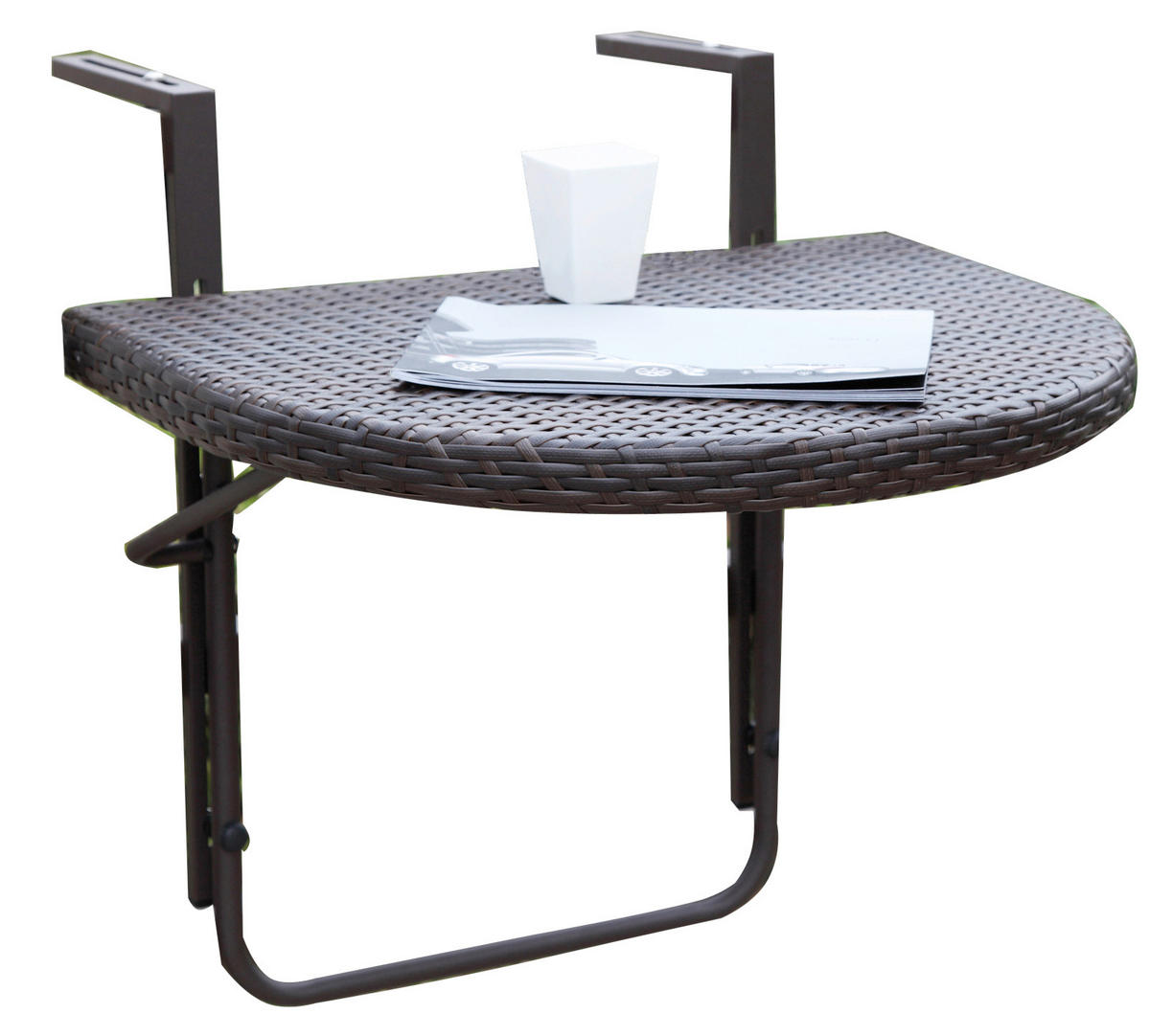 BALKONHÄNGETISCH 60/43/50 cm  - Dunkelbraun, MODERN, Kunststoff/Metall (60/43/50cm) - Gardenson