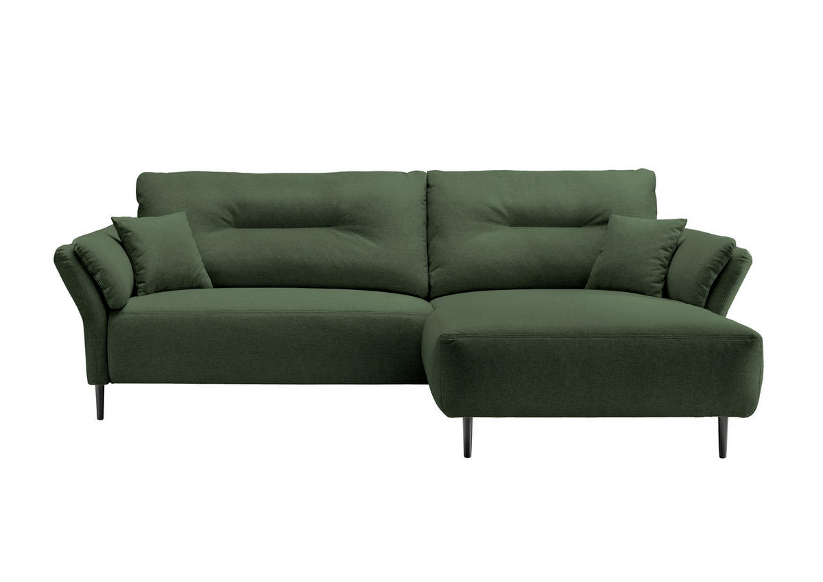 ECKSOFA in Mikrofaser Waldgrün  - Waldgrün/Schwarz, Modern, Holz/Textil (269/96cm) - MID.YOU