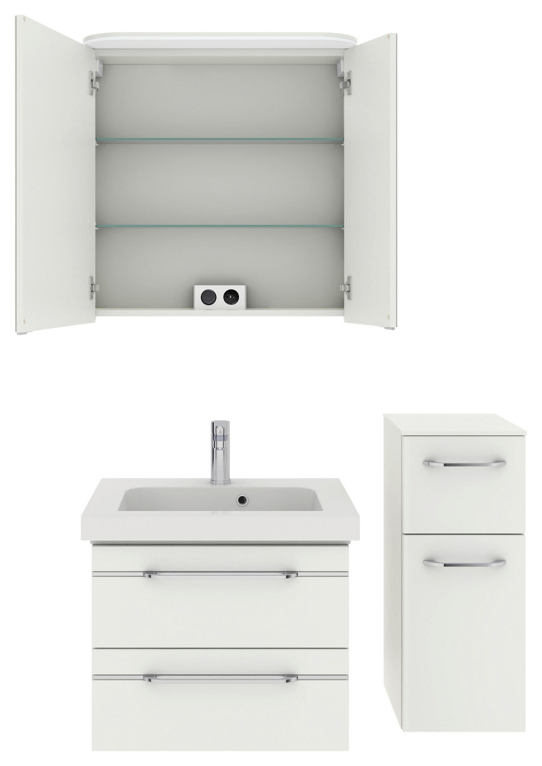 BADEZIMMER 4-teilig in 100 cm - Chromfarben/Weiß Hochglanz, KONVENTIONELL, Glas/Holzwerkstoff (100cm) - Pelipal