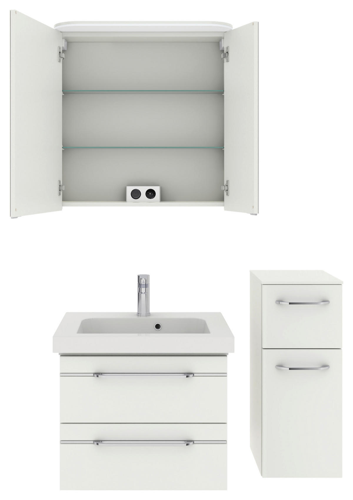 BADEZIMMER 4-teilig  in 100 cm  - Chromfarben/Weiß Hochglanz, KONVENTIONELL, Glas/Holzwerkstoff (100cm) - Pelipal