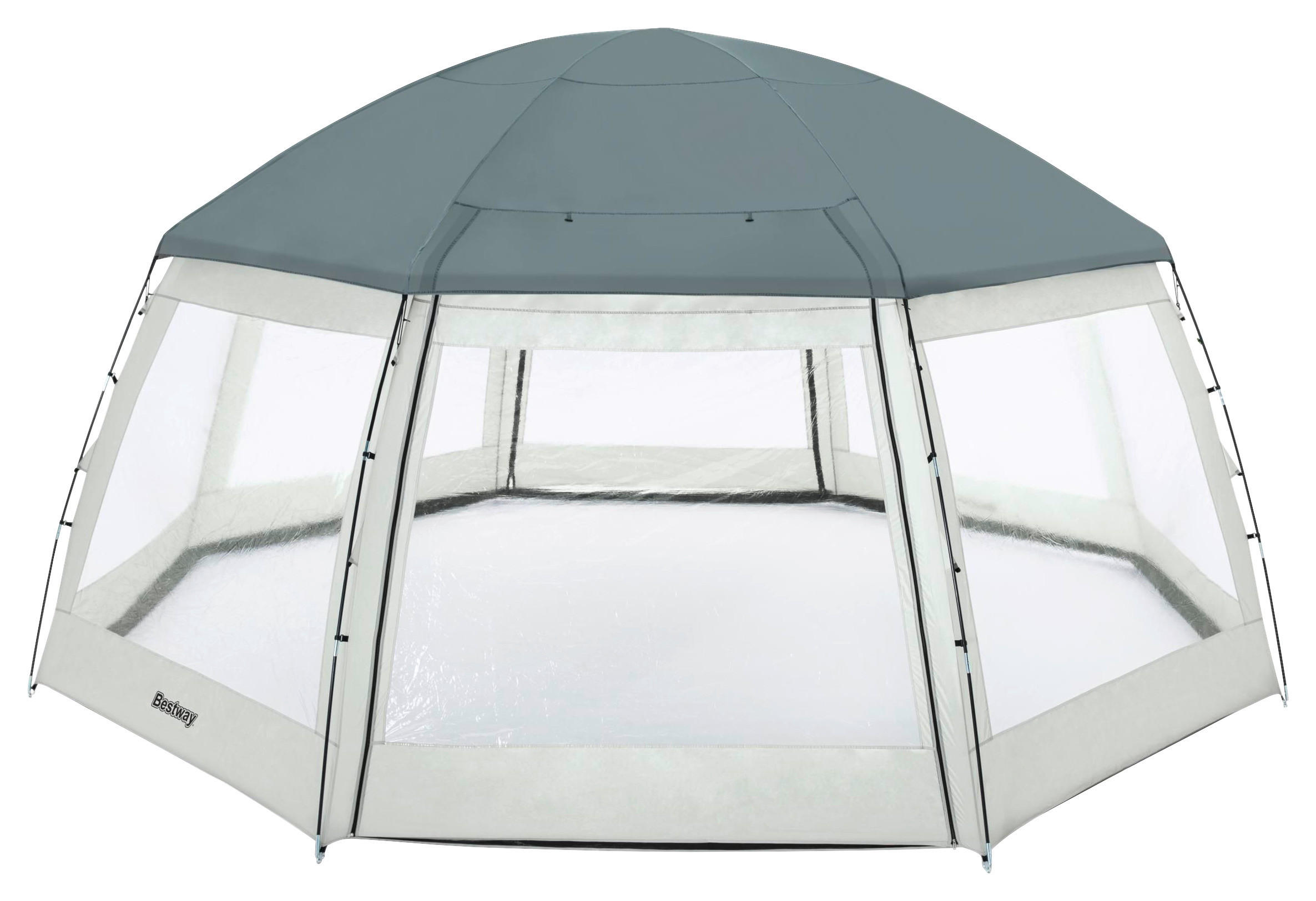 POOLDACH Pool Dome 58612  - Weiß/Grau, Basics, Kunststoff (600/295cm) - Bestway