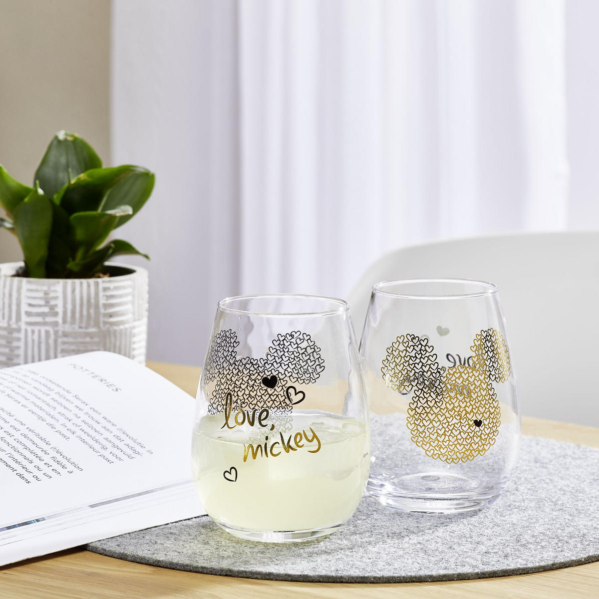 GLÄSERSET Mickey Mouse   - Goldfarben/Schwarz, Basics, Glas (0,5 x 2l) - Disney