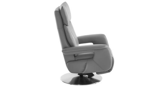 RELAXSESSEL in Leder Hellgrau - Edelstahlfarben/Hellgrau, Design, Leder/Metall (78/112/85cm) - Cantus