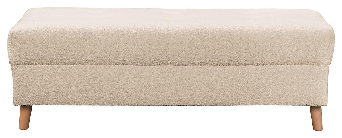 ECKSOFA inkl. Hocker Ariella Weiß Bouclé  - Naturfarben/Weiß, Design, Holz/Textil (231/161cm) - Livetastic