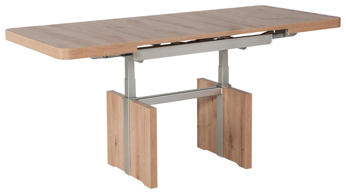 COUCHTISCH 110-150/68/53-72 cm rechteckig Silberfarben, Wildeiche  - Wildeiche/Silberfarben, Design, Holzwerkstoff (110-150/68/53-72cm) - Venda