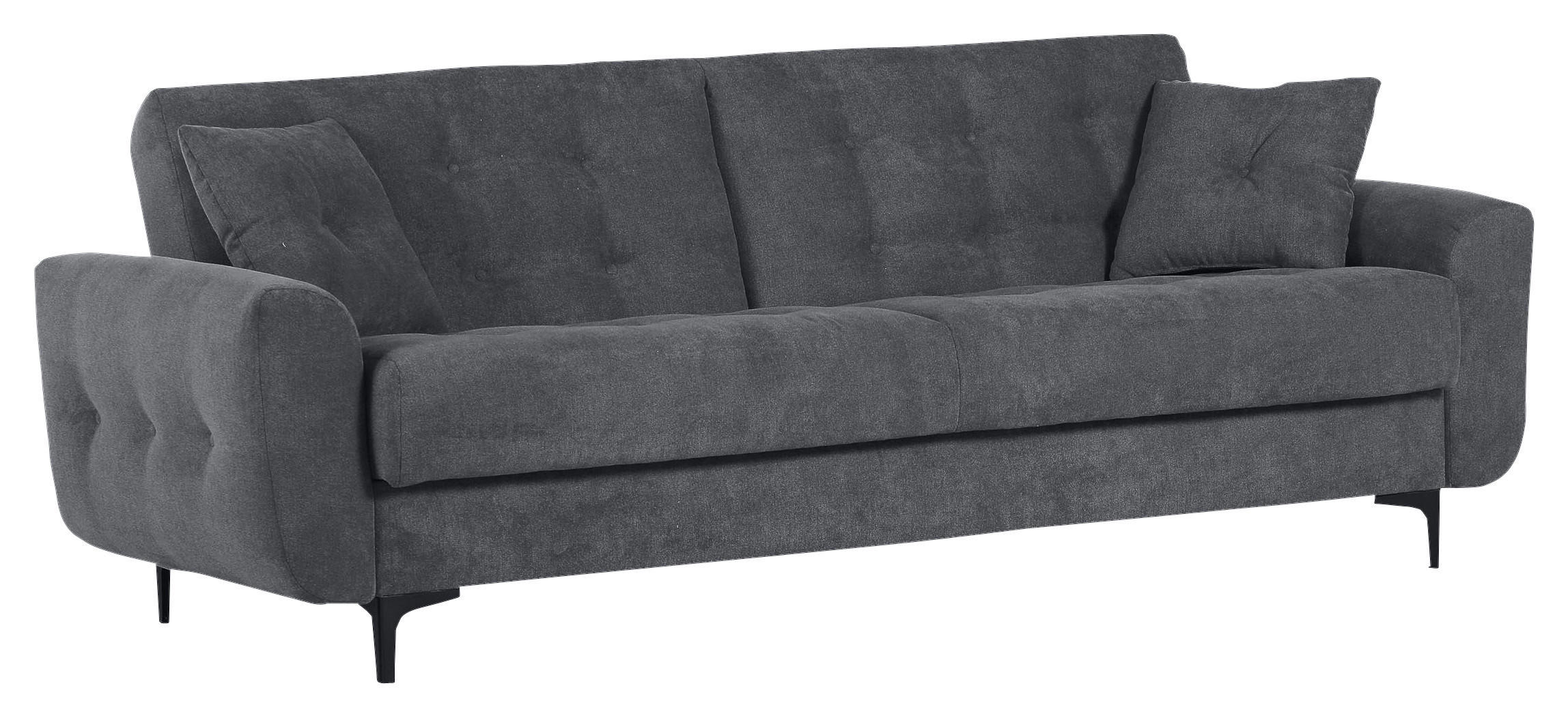 SCHLAFSOFA Morton in Flachgewebe Anthrazit Modern  - Anthrazit/Schwarz, KONVENTIONELL, Textil/Metall (230/84/95cm) - Livetastic