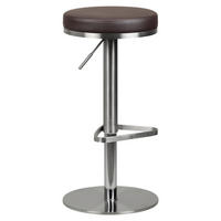 BARHOCKER Lederlook Braun Sitzfläche 360° drehbar  - Silberfarben/Braun, MODERN, Textil/Metall (38/57/38cm) - MID.YOU