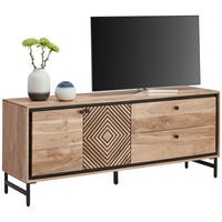 NÍZKÁ KOMODA, akácie, černá, barvy akácie, 160/65/40 cm - černá/barvy akácie, Design, kov/dřevo (160/65/40cm) - Ambia Home