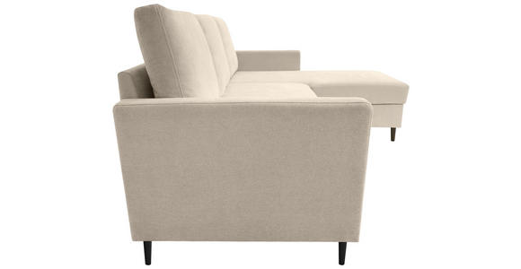ECKSOFA  in Chenille Beige  - Beige/Schwarz, KONVENTIONELL, Holz/Textil (159/221cm) - Carryhome