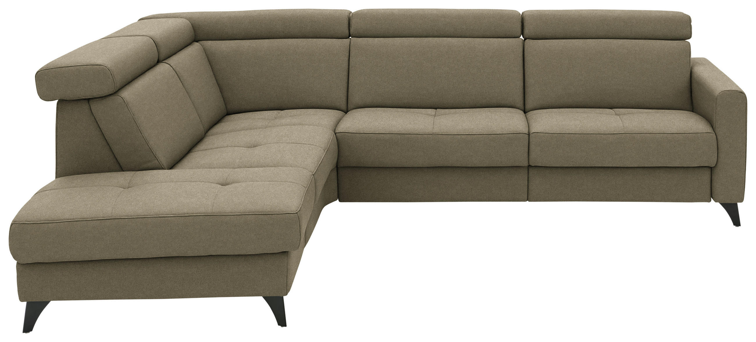 ECKSOFA Flachgewebe Graugrün  - Schwarz/Graugrün, Konventionell, Textil/Metall (214/276cm) - Beldomo System