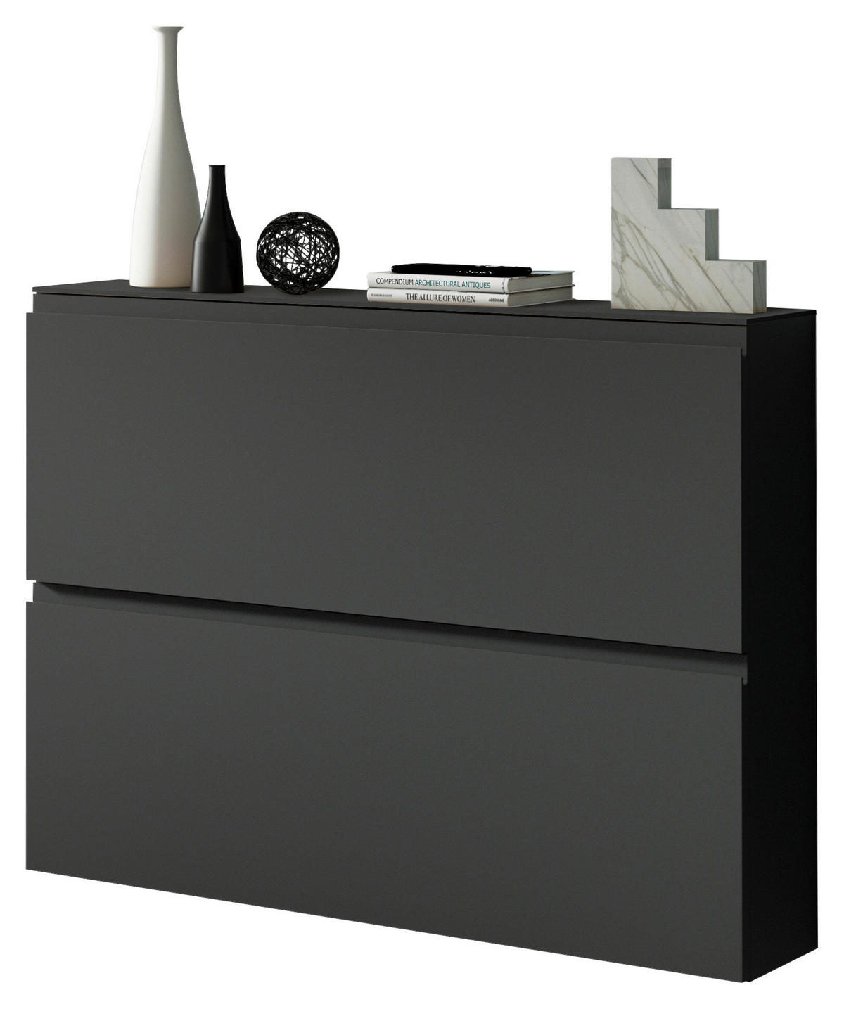 HÄNGESCHUHSCHRANK Gardasee  in 110/82/22 cm  - Anthrazit, Design, Glas/Holzwerkstoff (110/82/22cm) - Moderano