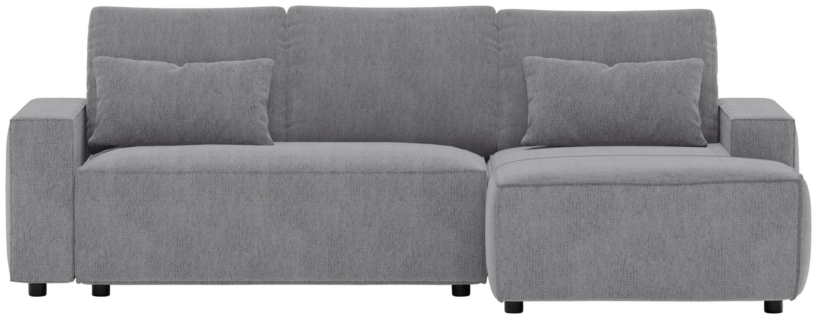 ECKSCHLAFSOFA  mit seitenverkehrt erhältlich, Rücken echt Chenille Graubraun  - Graubraun/Schwarz, MODERN, Kunststoff/Textil (247/154cm) - Livetastic