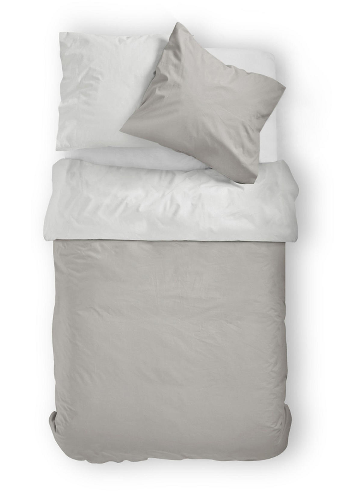 WENDEBETTWÄSCHE Makosatin 135/200 cm  - Taupe/Creme, Basics, Textil (135/200cm)