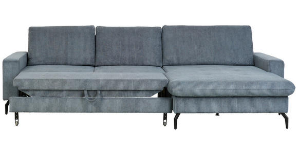 ECKSOFA in Velours, Cord Graphitfarben  - Schwarz/Graphitfarben, Design, Textil/Metall (302/180cm) - Venda