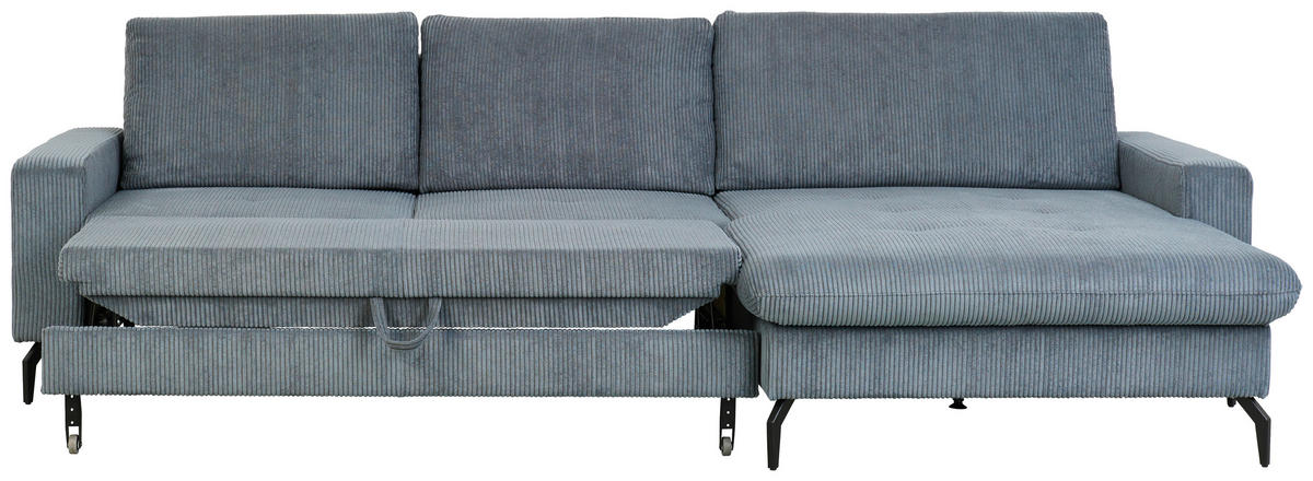ECKSOFA in Cord Graphitfarben  - Schwarz/Graphitfarben, Design, Textil/Metall (302/180cm) - Venda