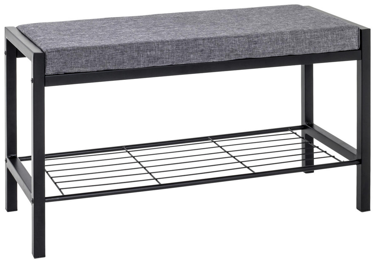 KLOP S PROSTOROM ZA ČEVLJE siva, črna - črna/siva, Moderno, kovina/tekstil (80/48/32cm) - MID.YOU