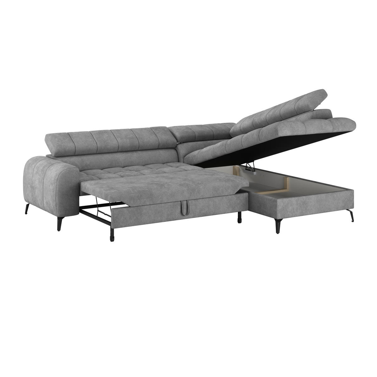 ECKSOFA in Grau  - Schwarz/Grau, Trend, Kunststoff/Textil (261/203cm) - Livetastic