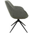ARMLEHNSTUHL  Sitzfläche 360° drehbar, automatische Rückholfunktion Leinenoptik  - Schwarz/Grün, Design, Textil/Metall (64/84/61cm) - Novel