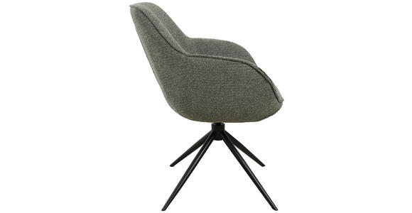 ARMLEHNSTUHL  Sitzfläche 360° drehbar, automatische Rückholfunktion Leinenoptik  - Schwarz/Grün, Design, Textil/Metall (64/84/61cm) - Novel