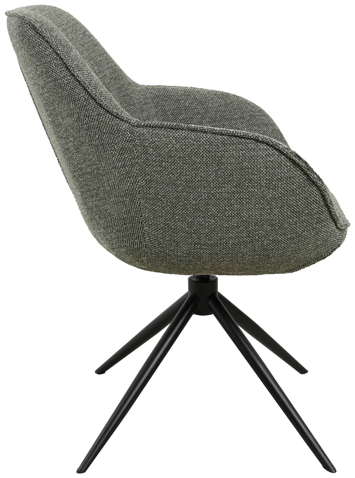 ARMLEHNSTUHL  Sitzfläche 360° drehbar, automatische Rückholfunktion Leinenoptik  - Schwarz/Grün, Design, Textil/Metall (64/84/61cm) - Novel