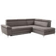 ECKSOFA Taupe Mikrofaser  - Taupe/Chromfarben, KONVENTIONELL, Textil/Metall (271/206cm) - Carryhome