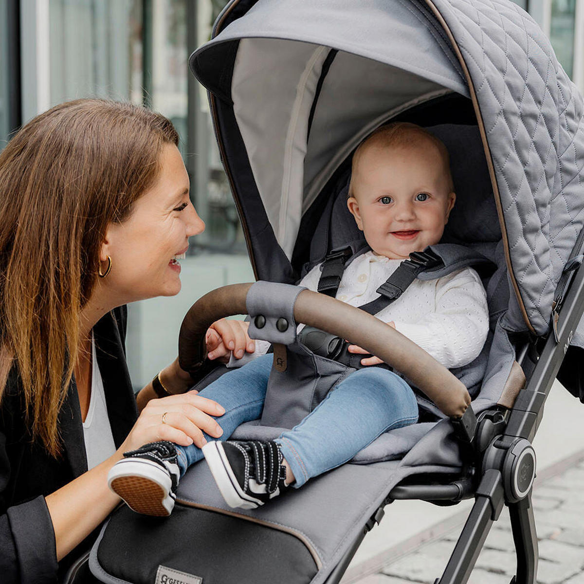 KINDERWAGENSET  FX4 Swing Set  Asphalt Grau  - Schwarz/Grau, Basics, Textil (100/55/130cm) - Gesslein