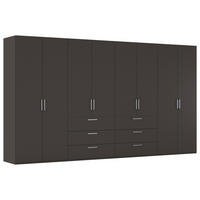 DREHTÜRENSCHRANK 400/235/61 cm,  in Graphitfarben, 8-türig  - Edelstahlfarben/Graphitfarben, Basics, Holzwerkstoff/Metall (400/235/61cm) - Novel