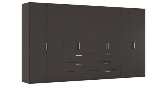 DREHTÜRENSCHRANK 400/223/61 cm,  in Graphitfarben, 8-türig  - Edelstahlfarben/Graphitfarben, Basics, Holzwerkstoff/Metall (400/223/61cm) - Novel