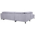 ECKSOFA Grau Velours Bettkasten, Schlaffunktion, Rücken echt, Kopfteilverstellung, Liegefläche im Originalstoff  - Schwarz/Grau, KONVENTIONELL, Textil/Metall (217/255cm) - Carryhome