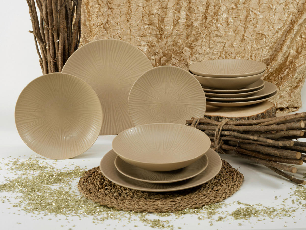 KOMBINOVANÝ SERVIS, 12-dielne, pórovina - piesková, Basics, keramika - Creatable