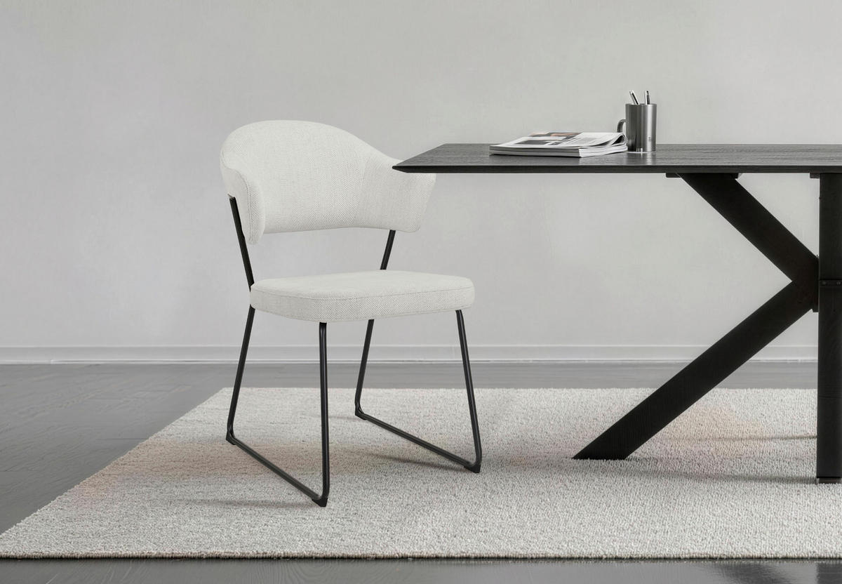 STUHL - Creme/Schwarz, Design, Textil/Metall (57/82/62cm) - Novel