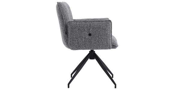 ARMLEHNSTUHL in Eisen Leinenoptik - Schwarz/Grau, Design, Textil/Metall (63/82/63cm) - Hom`in