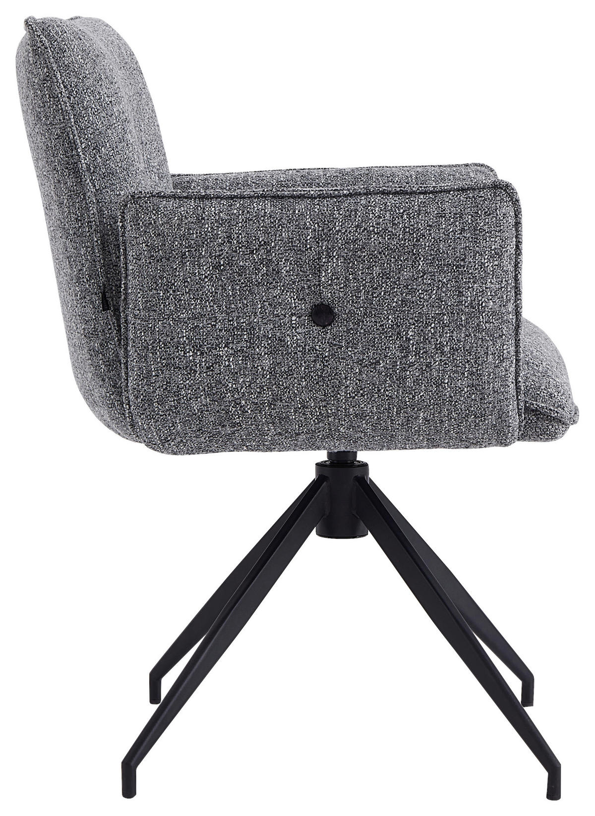 STOL MED ARMSTÖD järn linneimitation  - grå/svart, Design, metall/textil (63/82/63cm) - Hom`in