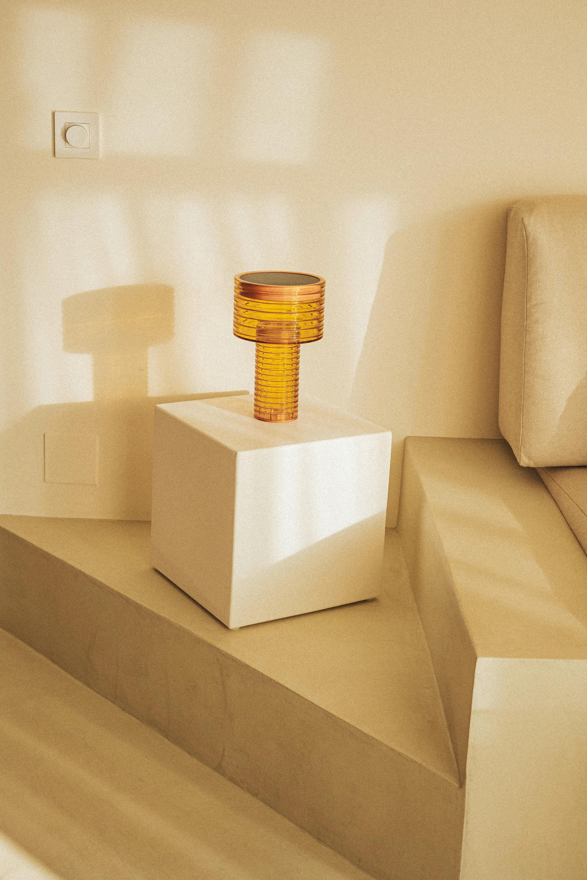 AKKU-TISCHLEUCHTE Ambar 16/25 cm   - Orange, MODERN, Kunststoff (16/25cm) - New Garden