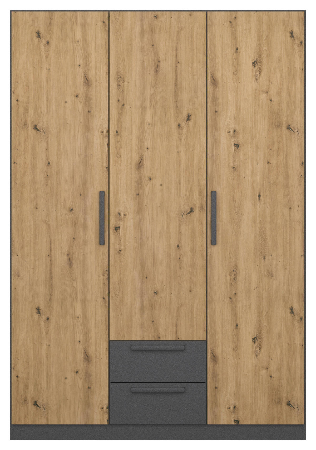 DREHTÜRENSCHRANK 136/197/54 cm,  in Grau, Eiche Artisan, 3-türig  - Eiche Artisan/Grau, MODERN, Holzwerkstoff/Kunststoff (136/197/54cm) - Rauch Möbel