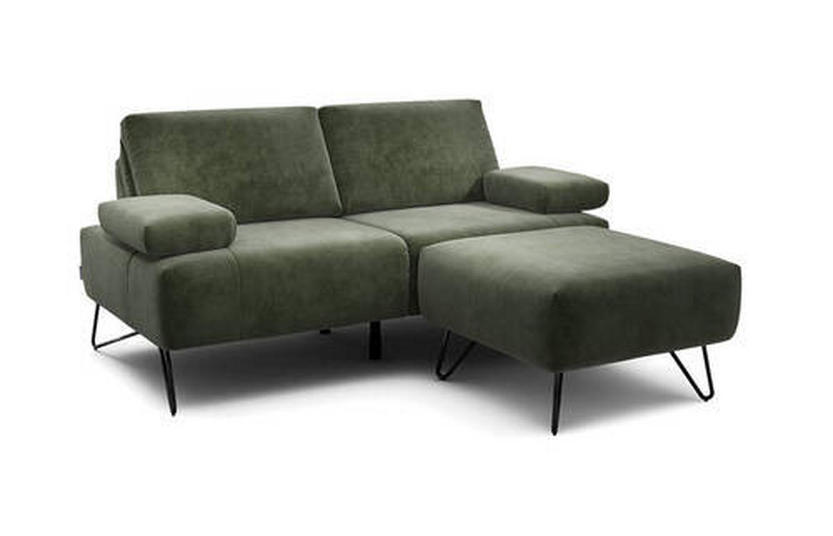 2-SITZER-SOFA Samt Waldgrün  - Waldgrün/Schwarz, Design, Textil/Metall (164-194/85/86-94cm) - SENSOO