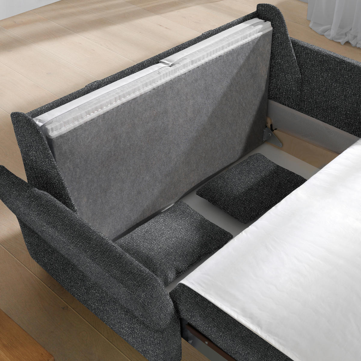 SCHLAFSOFA  in Mikrovelours Anthrazit  - Anthrazit/Alufarben, KONVENTIONELL, Kunststoff/Textil (176/88/91cm) - Sedda