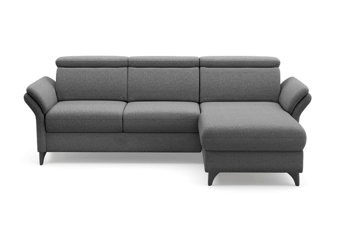 ECKSOFA GLENDALE E Dunkelgrau Flachgewebe  - Dunkelgrau/Schwarz, KONVENTIONELL, Textil/Metall (253/166cm) - Sit & More