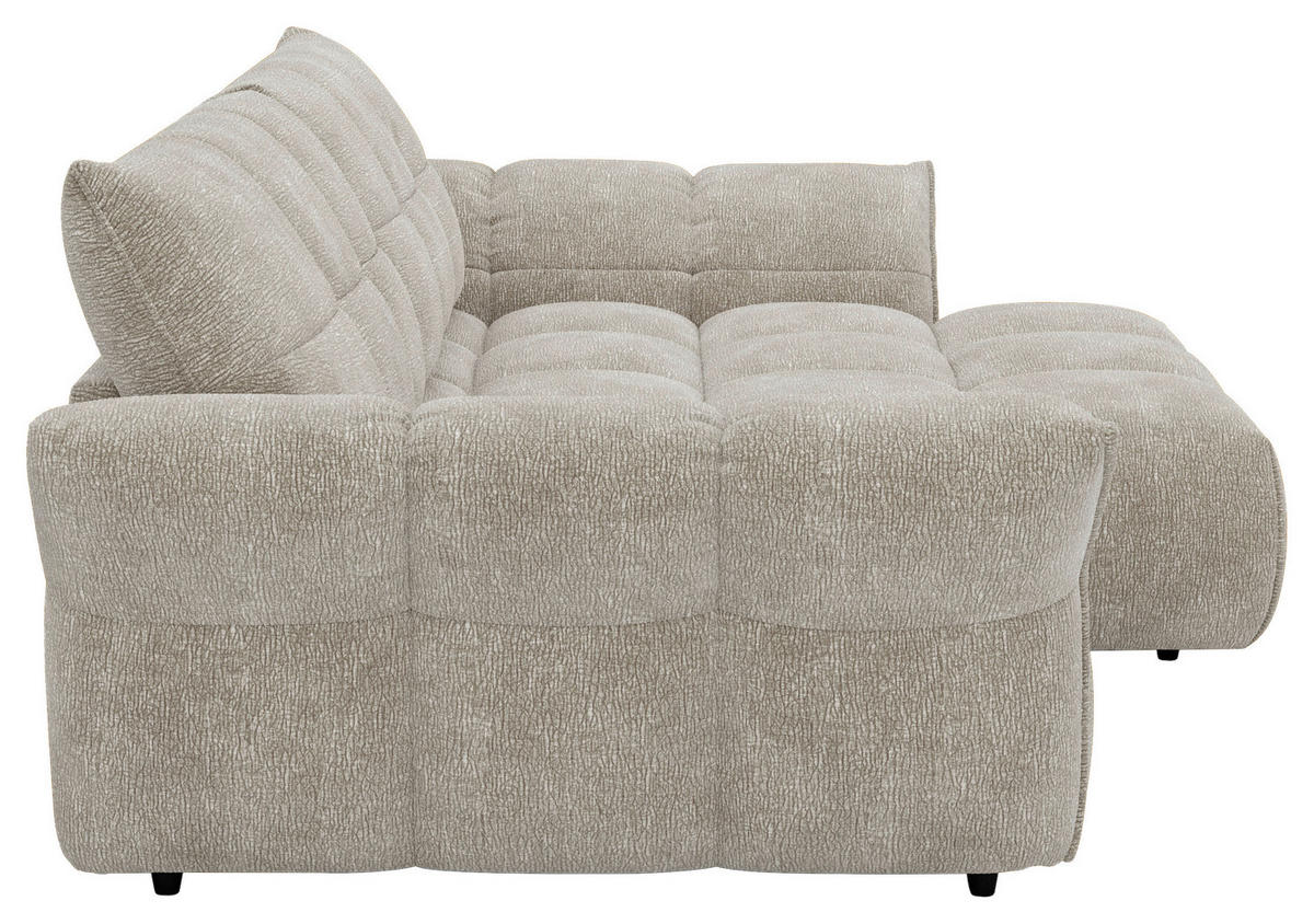 ECKSOFA Hellgrau Chenille Rücken echt  - Hellgrau/Schwarz, Design, Kunststoff/Textil (312/177cm) - Welnova