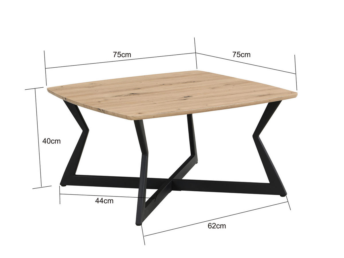 COUCHTISCH 75/75/40 cm quadratisch Braun  - Schwarz/Braun, Design, Holzwerkstoff/Metall (75/75/40cm) - Livetastic