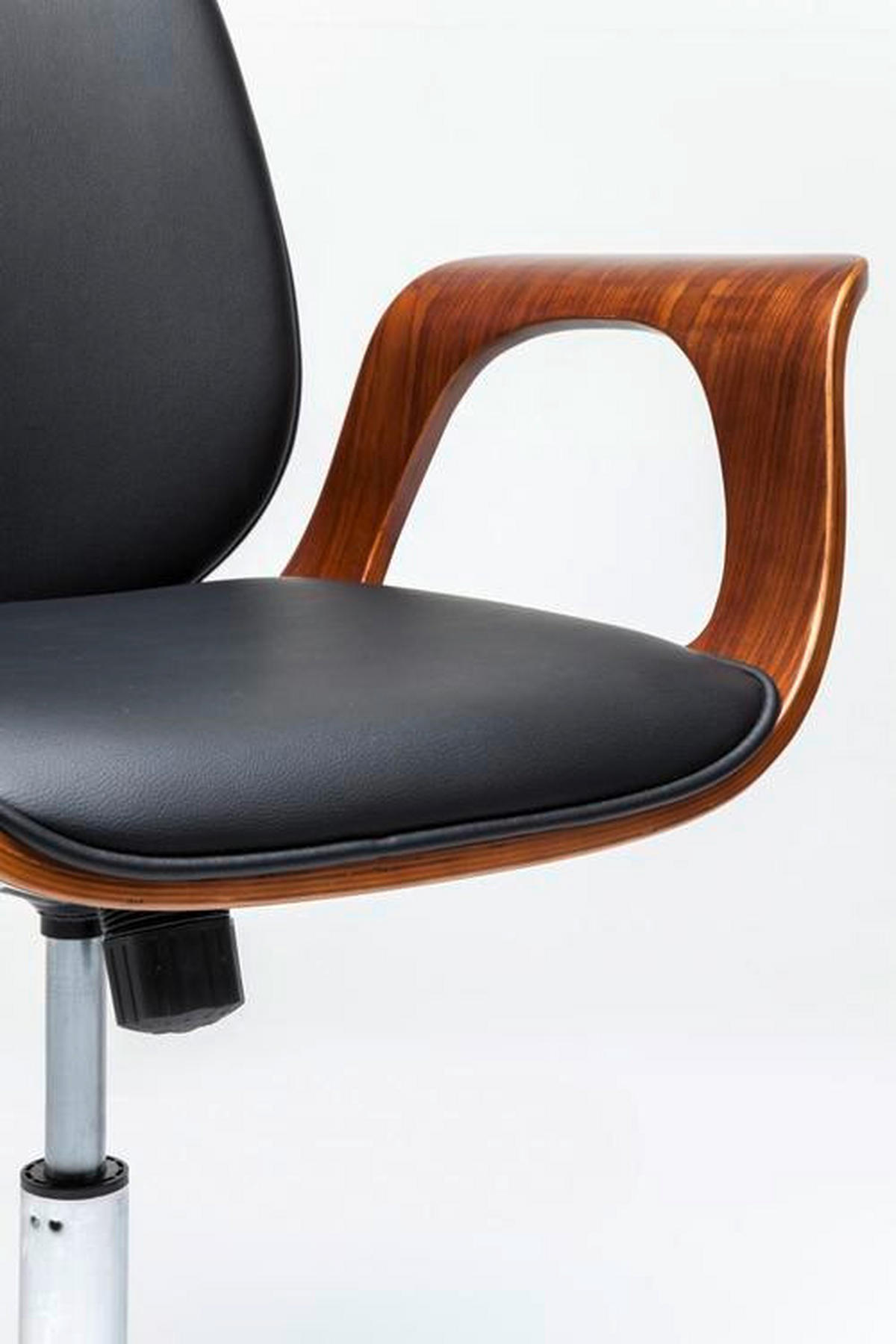 OTOČNÁ ŽIDLE, vzhled kůže, černá, barvy ořechu - černá/barvy chromu, Trend, dřevo/textil (66,5/101/56cm) - Kare-Design