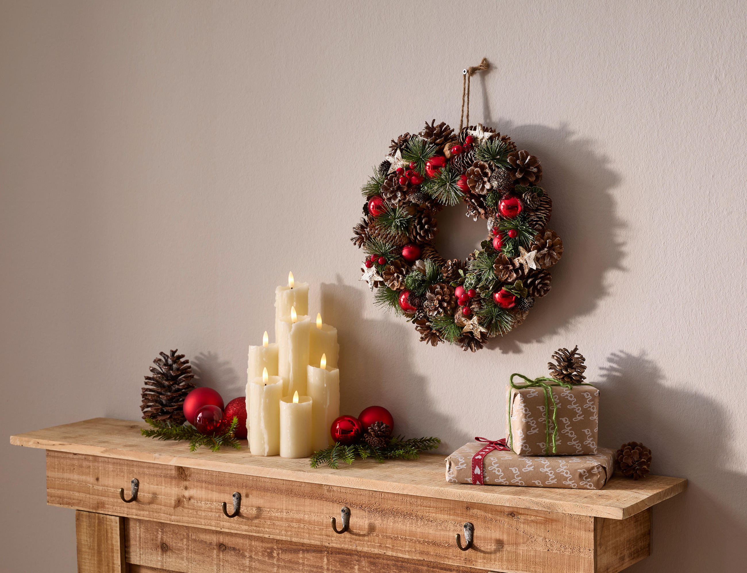 ADVENTSKRANZ  - Multicolor, Natur, Naturmaterialien/Holz (34cm) - X-Mas