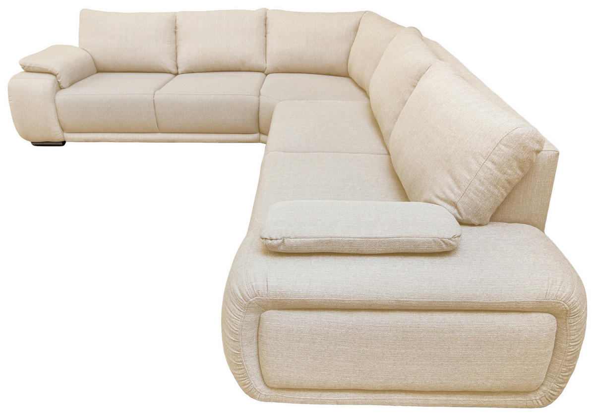 ECKSOFA Creme Struktur  - Chromfarben/Creme, KONVENTIONELL, Textil/Metall (310/280cm) - Carryhome