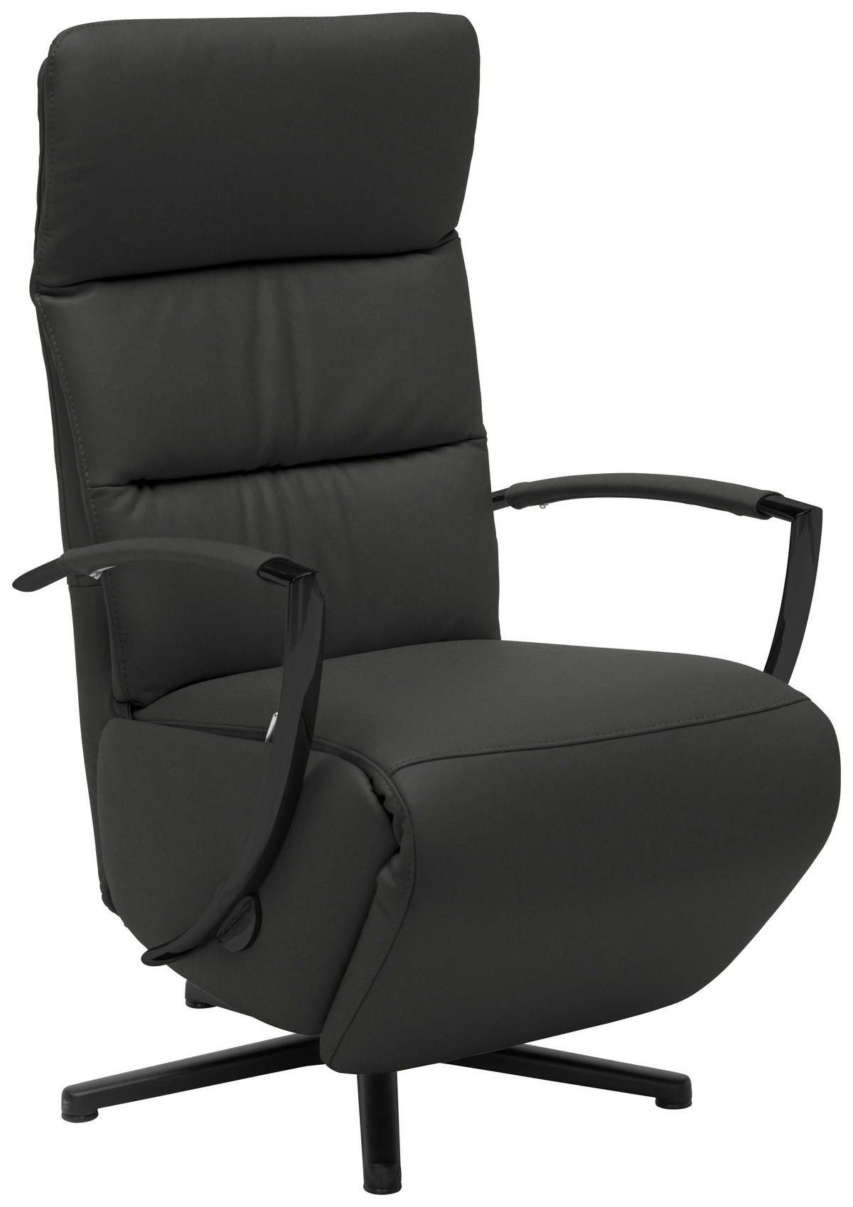 RELAXSESSEL Leder Anthrazit  - Anthrazit/Schwarz, Design, Leder/Metall (64/112/80cm) - Cantus